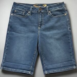 Seven7 Bermuda Shorts Size 8 Denim Stretch Mid Rise 9” Inseam NWT